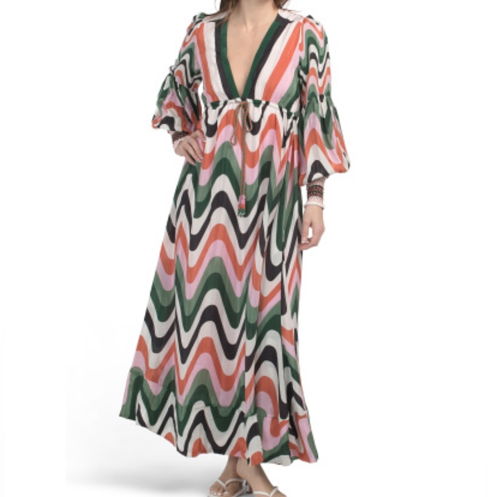 FARM Rio Colorful Wave Pattern Maxi Dress